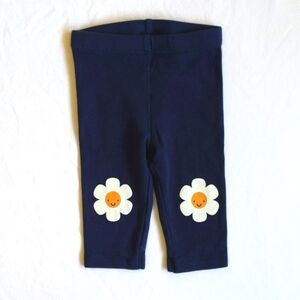 NEW pekkle navy blue with daisy knees leggings 3 months baby girl